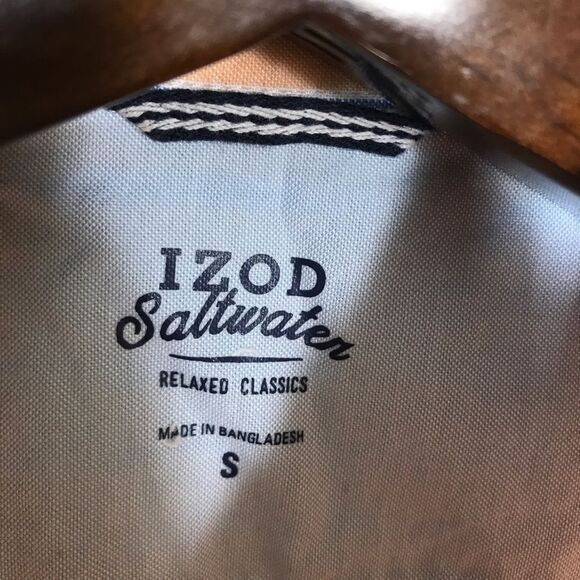 IZOD saltwater Long sleeve button down Mens Small Orange Strip - Picture 4 of 6